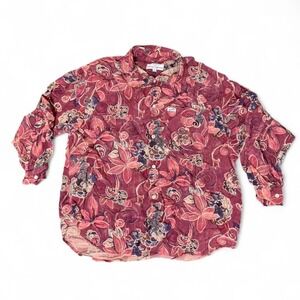 Vintage Guess by Georges Marciano Floral Button Up Shirt, Red Magenta, Size 1/L